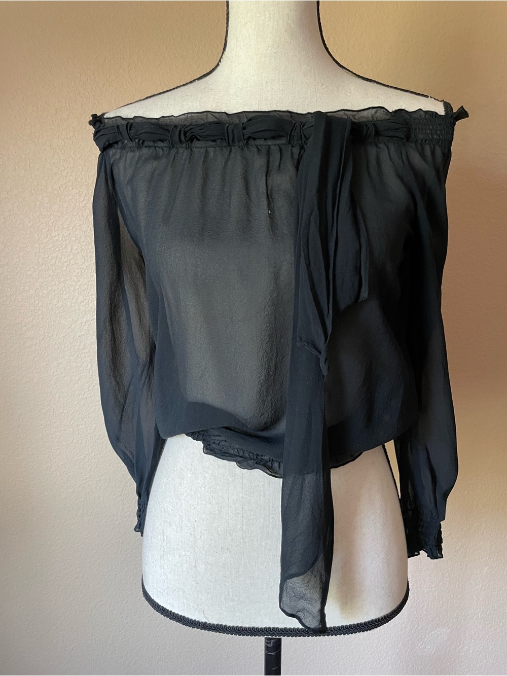 The Limited Black Off-Shoulder Sheer Blouse